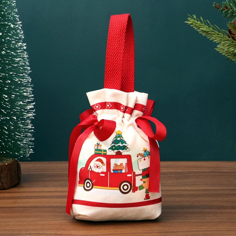 Lässige Weihnachtsstrickhandtasche, handgefertigte Multifunktions-Weihnachtstasche, wiederverwendbare Geschenktasche, Süßigkeitentasche mit Cartoon-Motiv