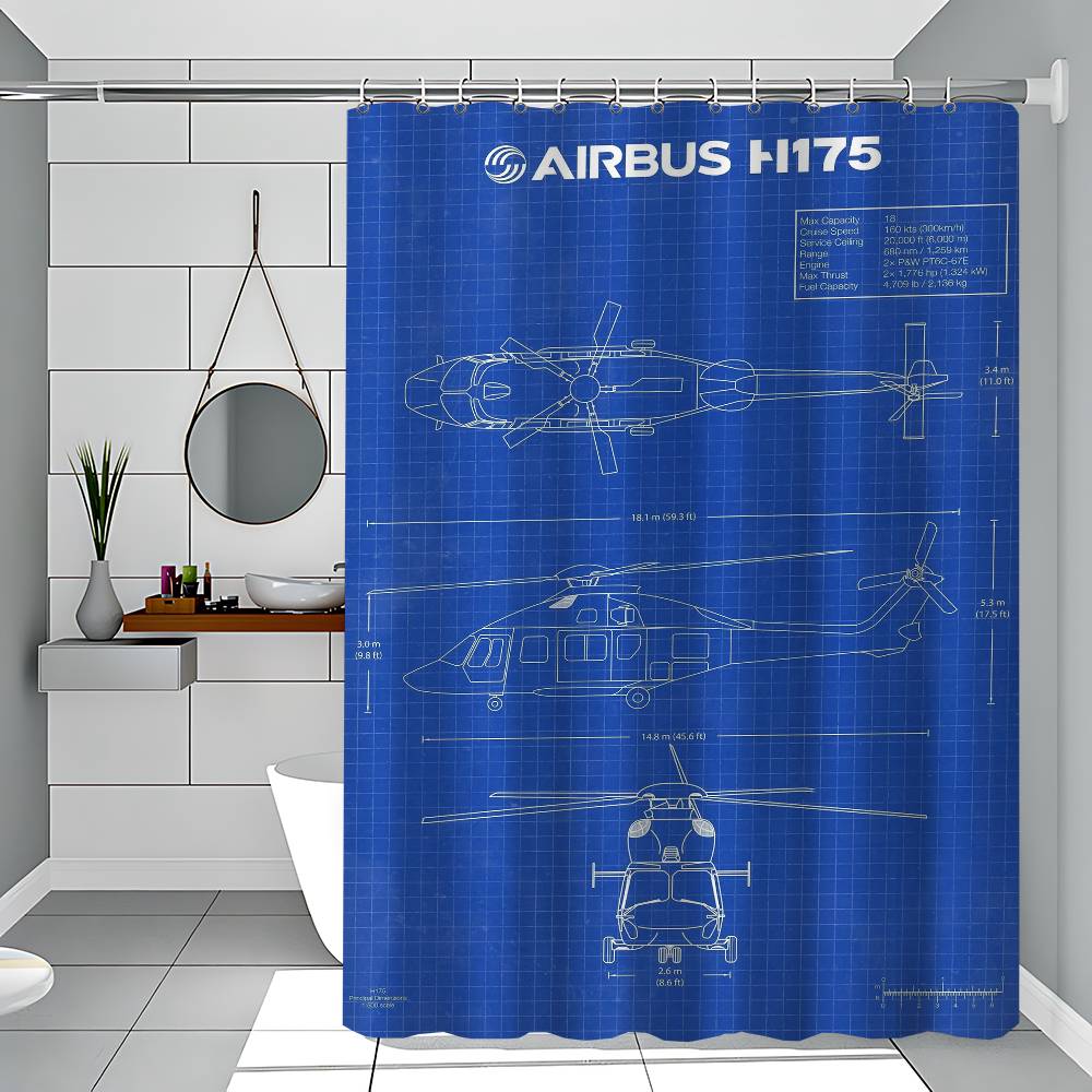 Air Force Flugzeug Airbus Patentdrucke Flugzeug 1 Stück Bedruckter Duschvorhang Wasserdicht Waschbar Mit 12 Haken Badezimmer Dusche Zuhause