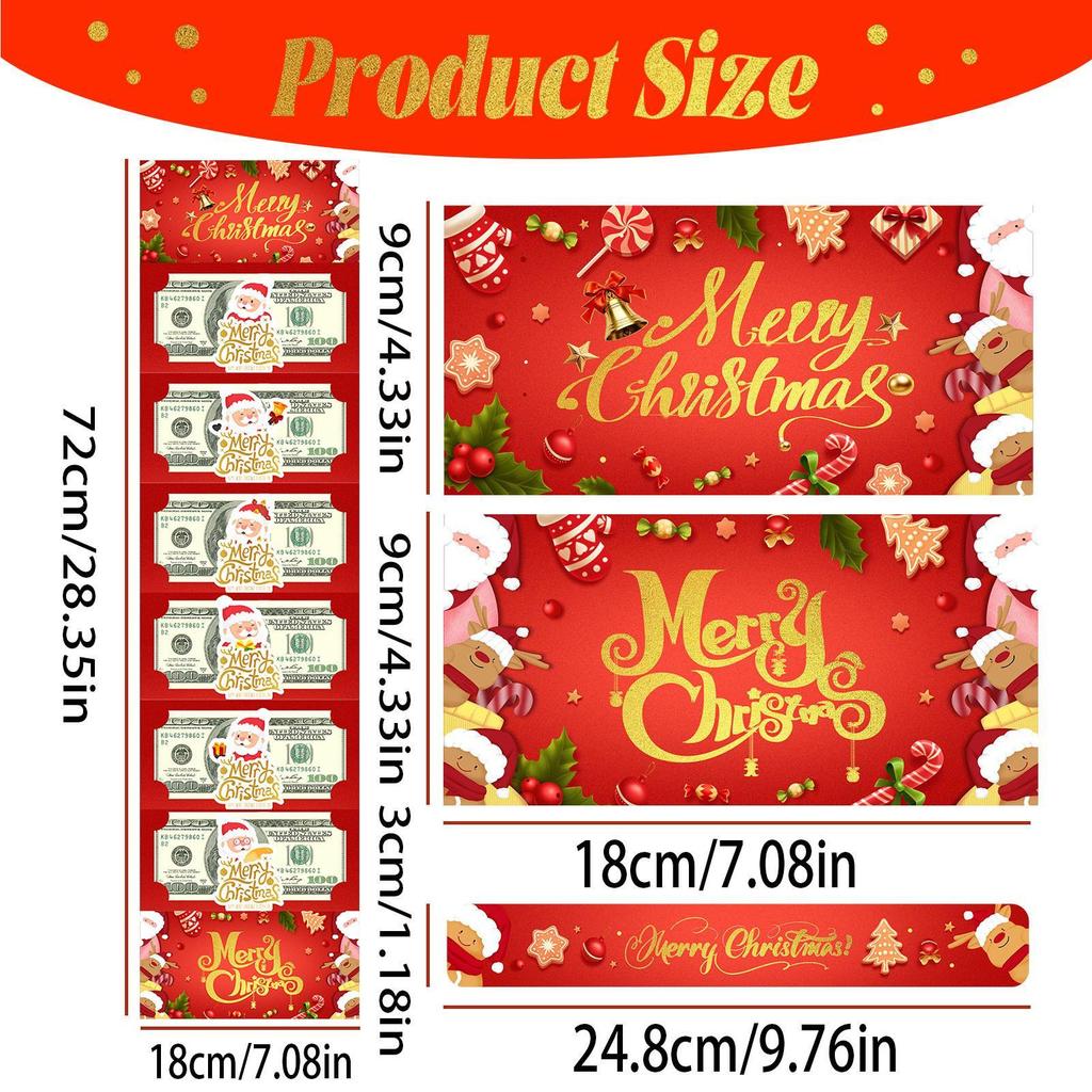 Money Holders For Christmas Santa Theme Party Supplies Christmas Santa Cash Holder With 6 Slots For Kid For Men Women Girls