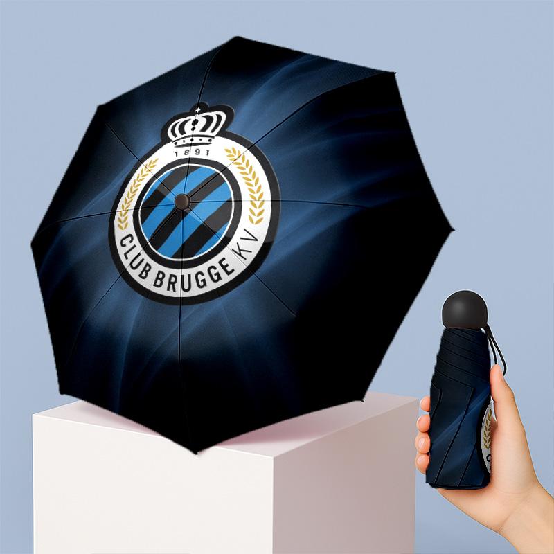 Club Brugge FC Mini 5 Fold Pocket Umbrella Compact Lightweight Anti UV Rain Sun Protection Umbrella Portable Travel Umbrella