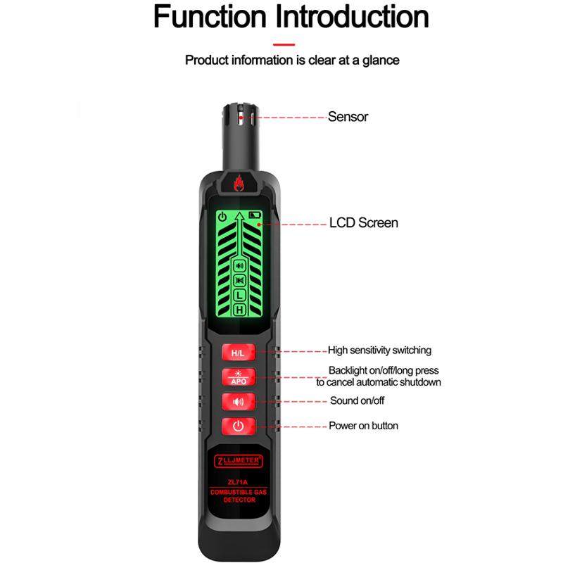 

Детектор утечки горючего газа, природный горючий спирт, анализатор метана сжиженного нефтяного газа, зуммер, анализатор PPM, датчик горючего чёрный