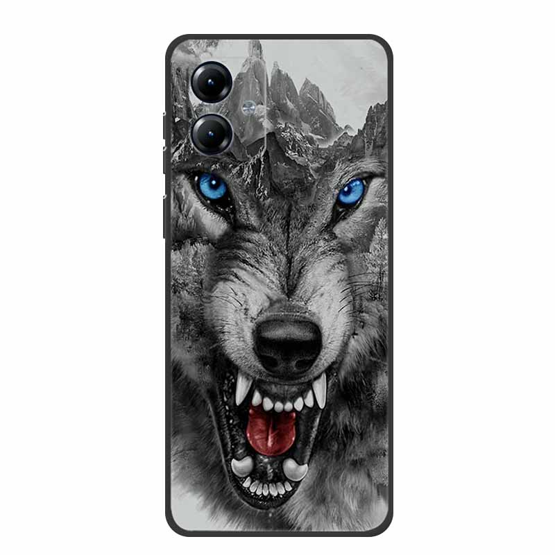 For Motorola Moto G84 5G Case Silicone Soft Wolf Lions Cat Black Bumper Funda Coque for Motorola Moto G54 5G TPU Protective Bag