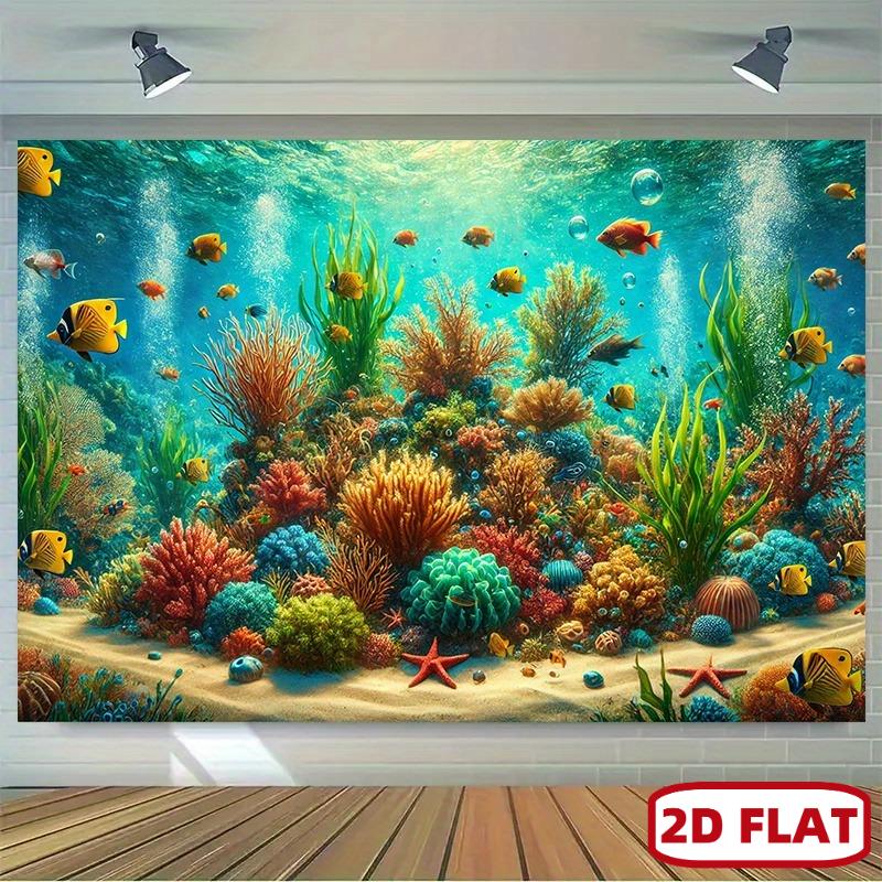 1Pcs Vibrant Coral Reef Underwater Tropical Fish Decoration Background Ocean Backdrop Decorations For Photo Studio Booth Party