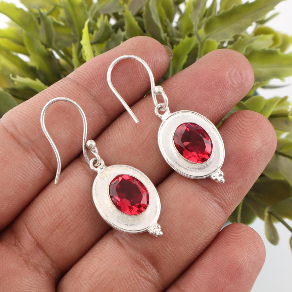 Bijuterii cu Piatră Prețioasă Rubelit Roz, Cercei din Argint Sterling 925, Cercei Fermecători Făcuți Manual, Cercei Boemi cu Rubelit Pentru Cadou pentru Bunică