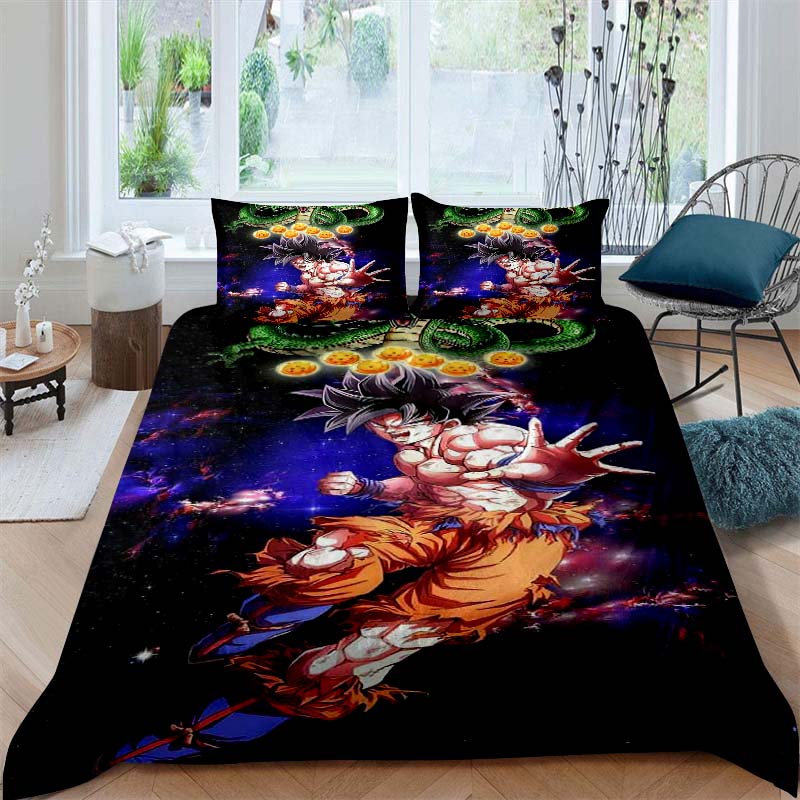 2026 New Dragon Ball Duvet Cover and Pillowcase Bedding Set—Available for Single, Double, Queen, and King-Size Beds.