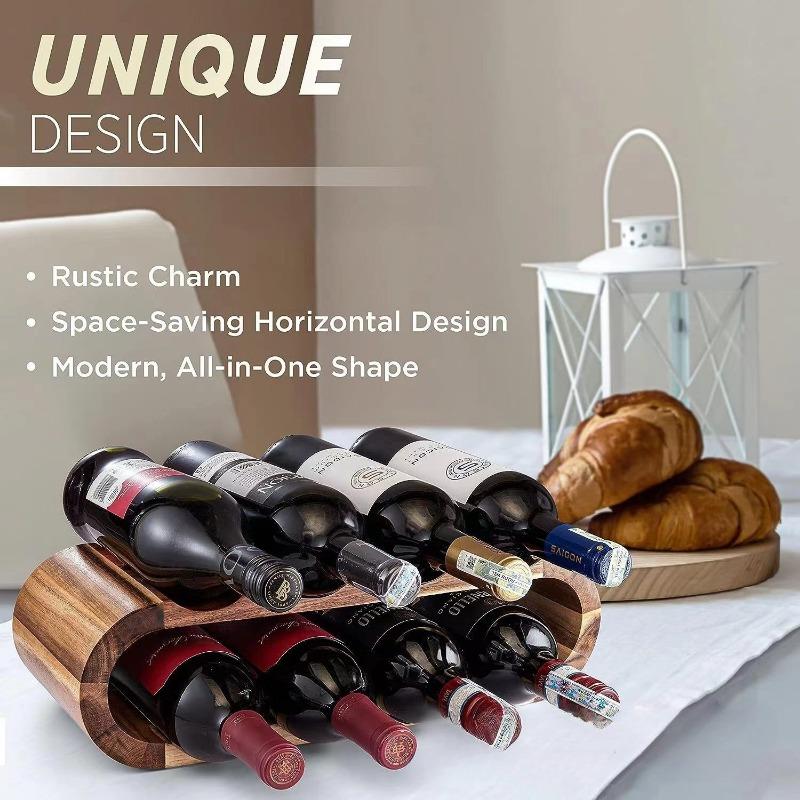 Solid Wood Double Layered Wine Rack Wine Bottle Display Rack Ornaments Restaurant Bar Tabletop European Style Red Wine Rack