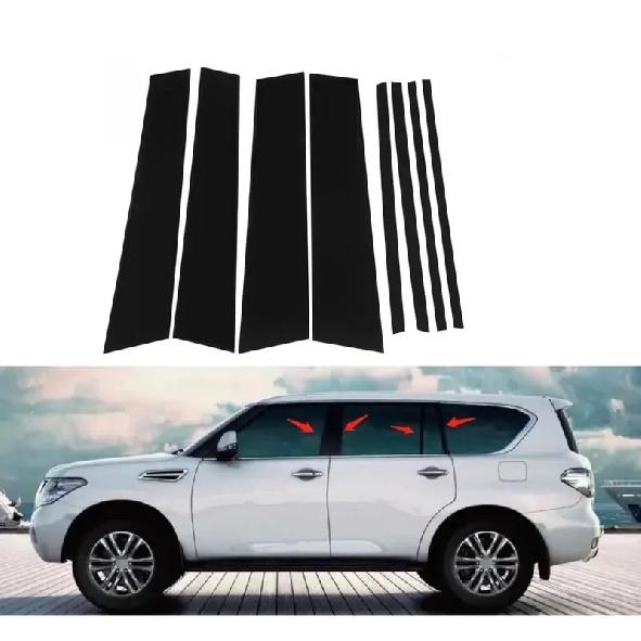 8PCS Gloss Black Pillar Posts Fit For Nissan Patrol 2012 2013 2014 2015 2016 2017- Car Window Trim Cover BC Column Sticker