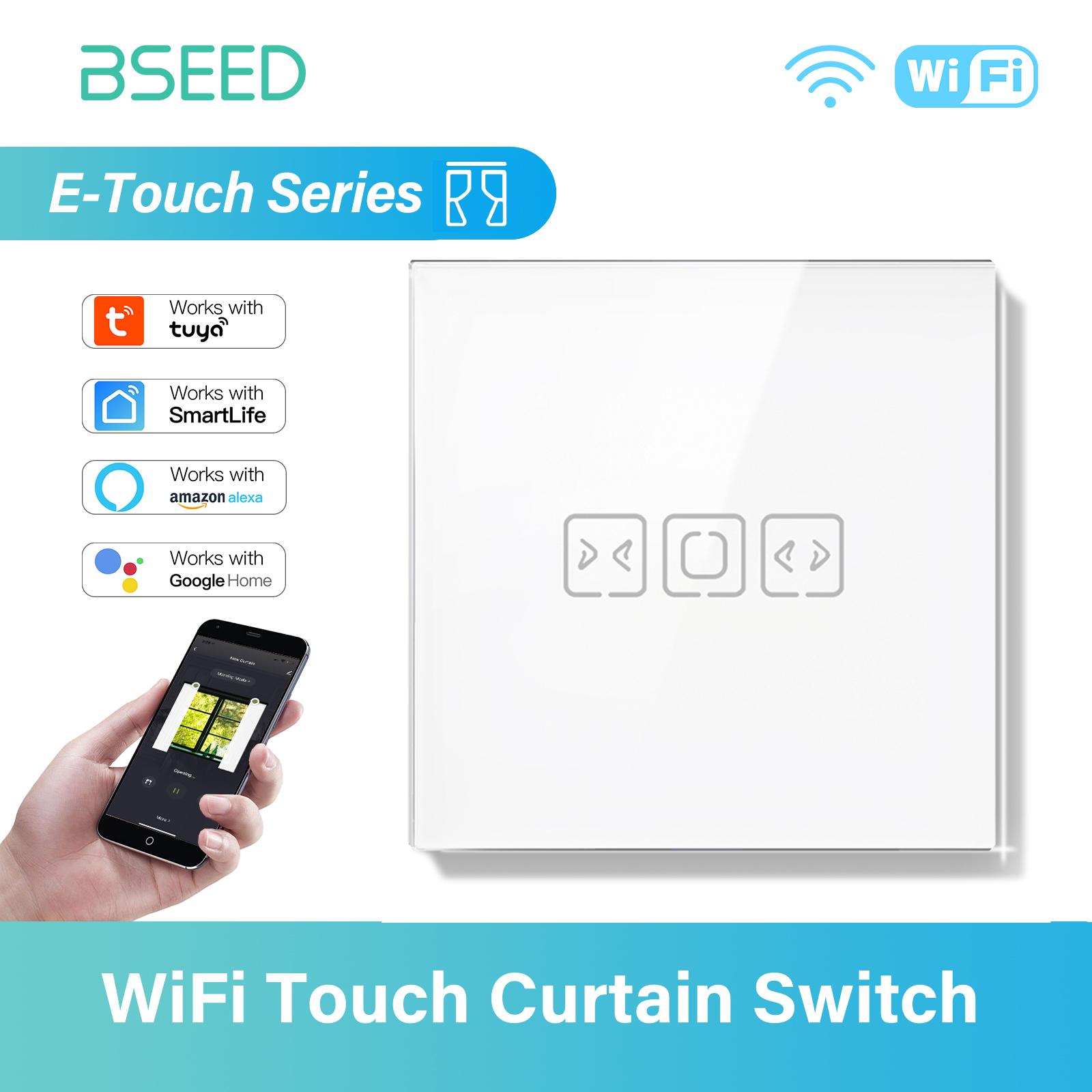 

BSEED Tuya WIFI Выключатель для штор Умные сенсорные выключатели для штор Стеклянная рамка Выключатель с приложением Tuya EU Настенные розетки с USB-C для Виллы Хо Socket no wifi&EU standard