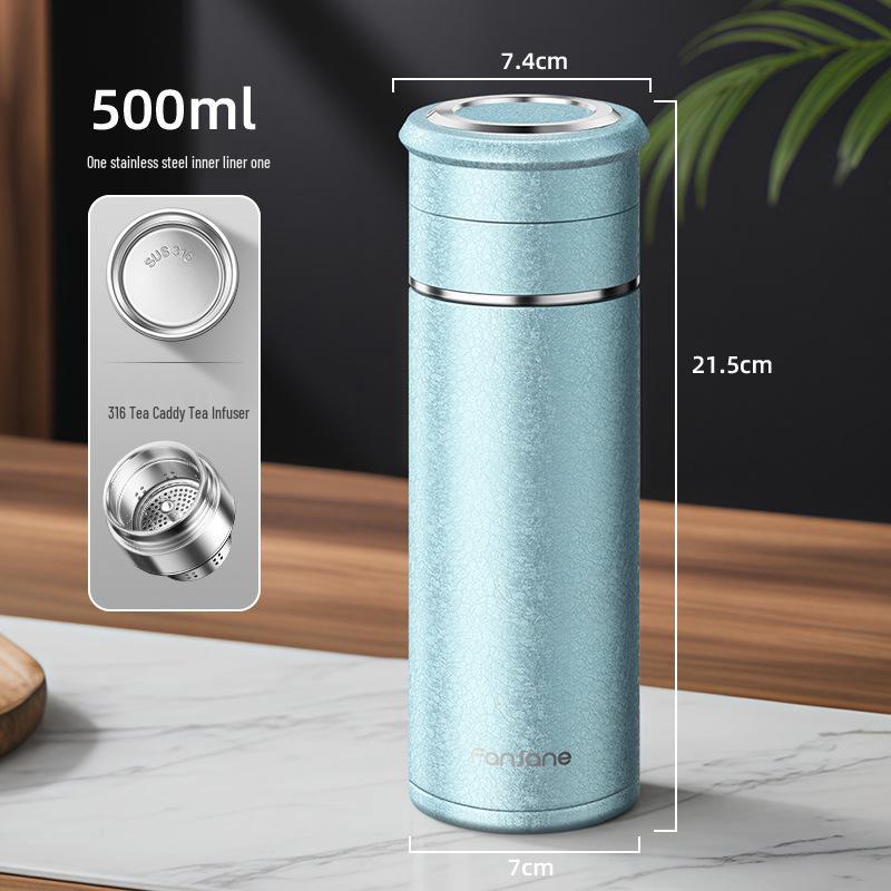 Stainless Steel Thermal Cup with Tea Separator and Portable Lanyard for Men
