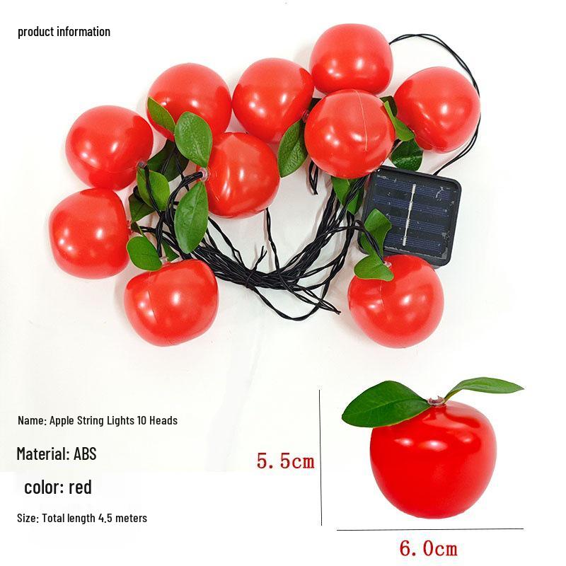 Waterproof Solar Fruit String Lights: Apple & Orange Harvest Festival Decoration