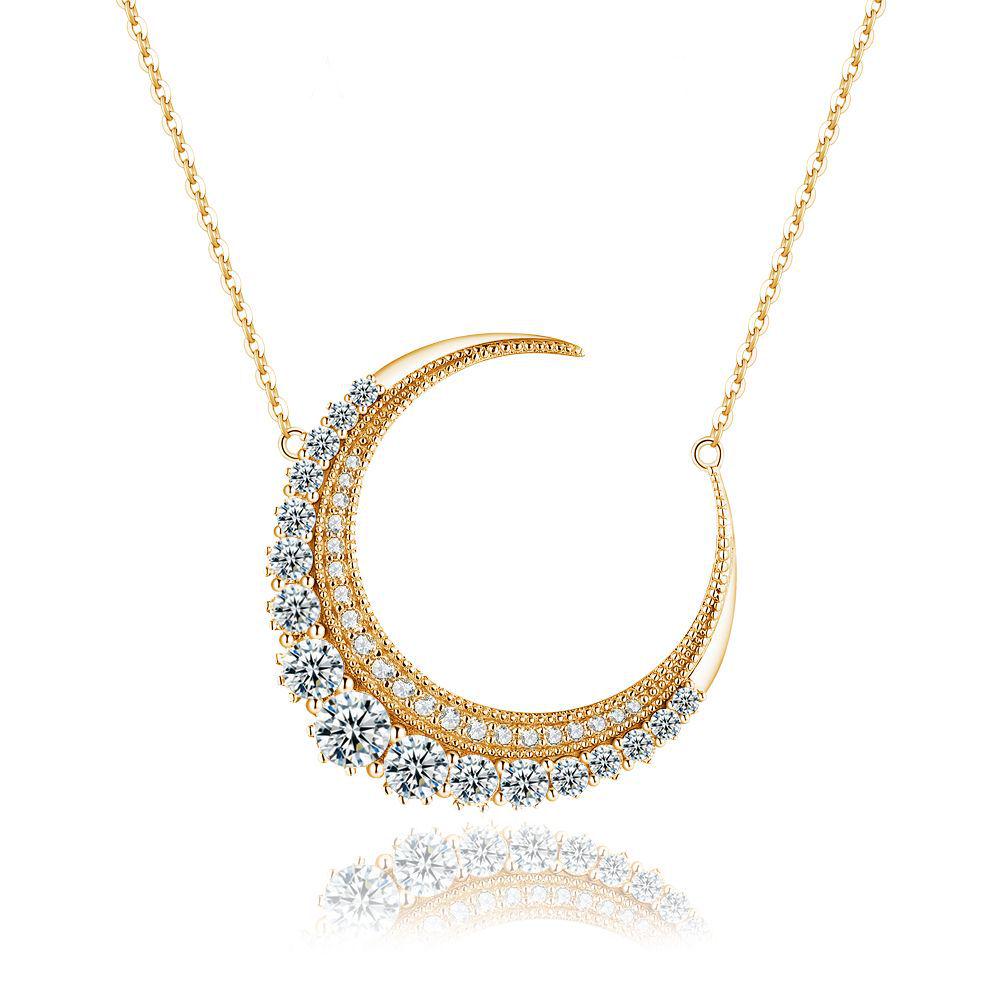 Korean Style Moissanite Moon Clavicle Necklace - Light Luxury, Trendy, Versatile Fashion Accessory
