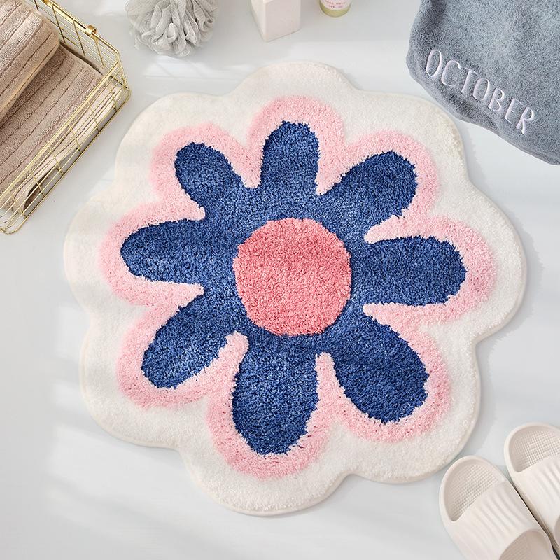 Soft Bath Mats Small Fresh Flowers Floor Mat Rugs Home Entrance Carpet Bedroom Toilet Bathroom Door Non-Slip Foot Pad