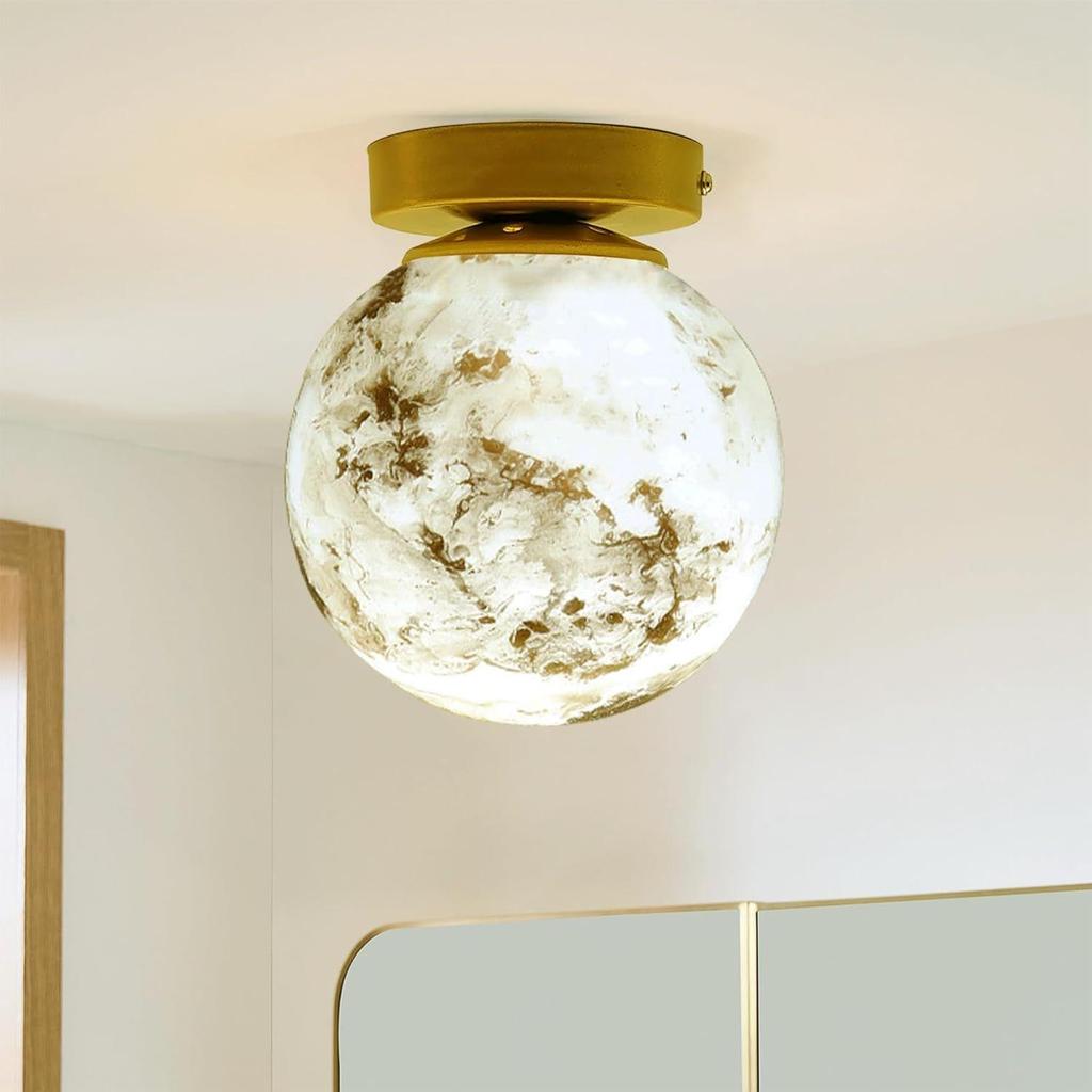 Metal Dual Ring Glove Flush Mount Ceiling Lamp Light, for Hallway Light Fixture Ceiling Flush Mount (6" Saturn)