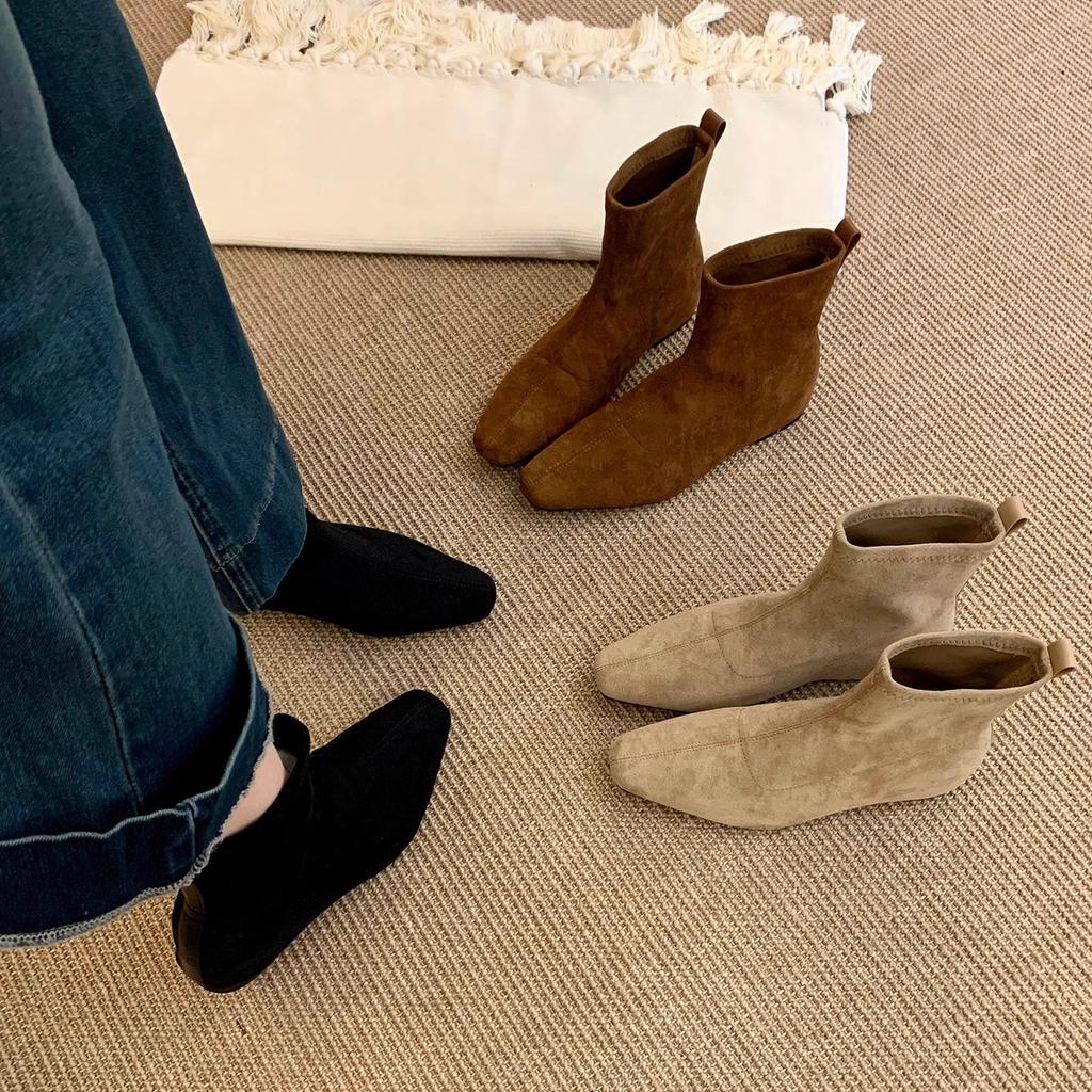 Inner height increase retro brown Martin boots women's shoes 2025 new temperament thin French small short boots spring and autumn single boots