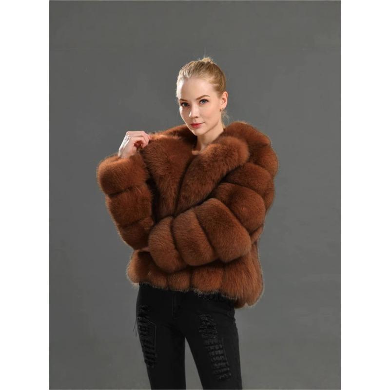 Coat Imitation Fox Hair Women's Clothing Autumn and Winter Imitation Coat Suit Collar