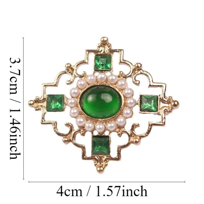 Baroque Court Pearl Green Hollow Brooch Retro Cheongsam Cardigan Corsage Men'S And Women'S Clothing Pins