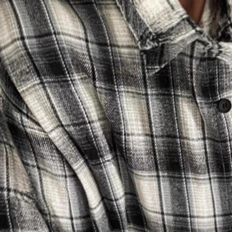 Men S Long Sleeve Plaid Shirt Casual Vintage Button Up With Pockets
