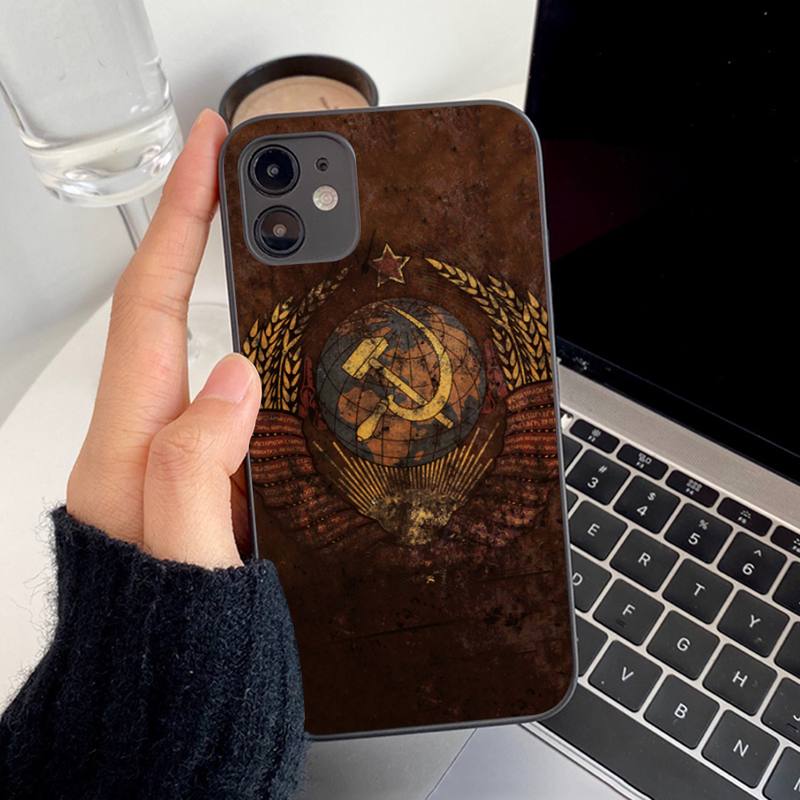 Soviet Union USSR Grunge Flag Phone Case for iphone 13 8 7 6S Plus X 5S SE 2020 XR 11 12 mini pro XS MAX