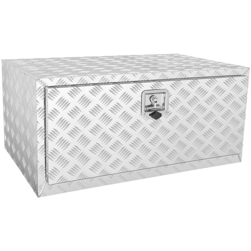 Underbody Truck Box, 36"×24"×24" Pickup Storage Box, Heavy Duty Aluminum Diamond Plate Tool Box with Lock and Keys, Waterproof Trailer Storage Box