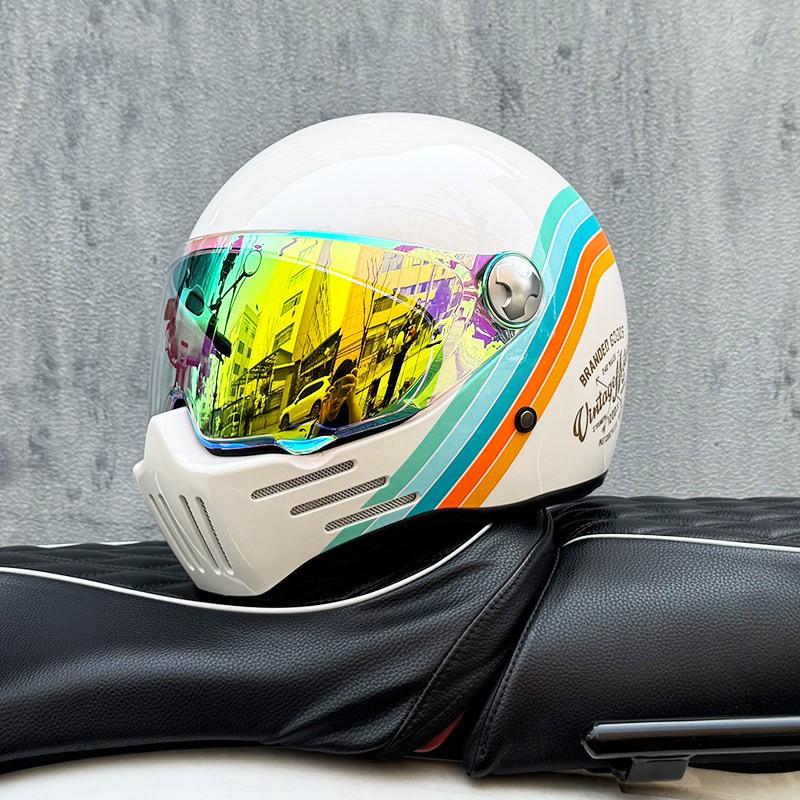DOT ECE Certified Full Face Motorcycle Helmet Men Women Cruiser Bike ABS Shell With Bluetooth Slot Dual Lens