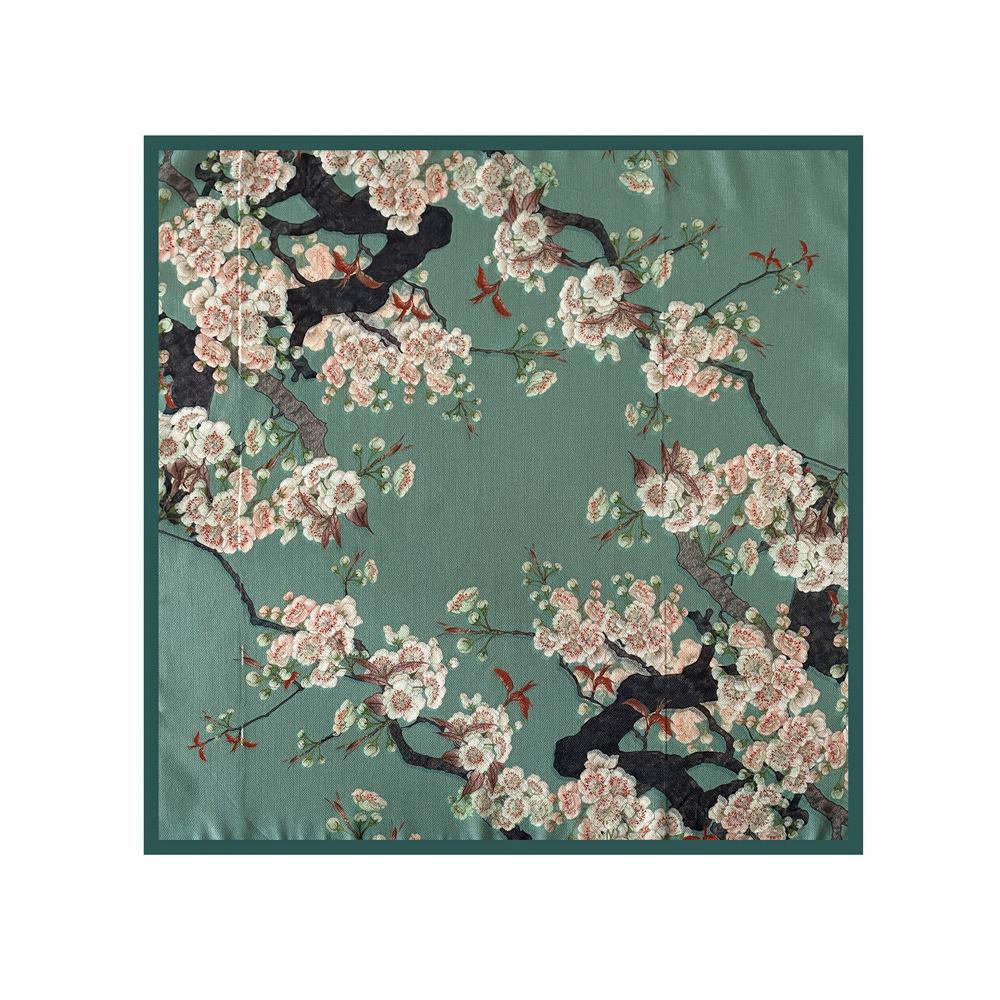 Summer ethnic style flower silk scarf women's neck small square scarf 61cm herringbone soft small scarf neck protection scarf