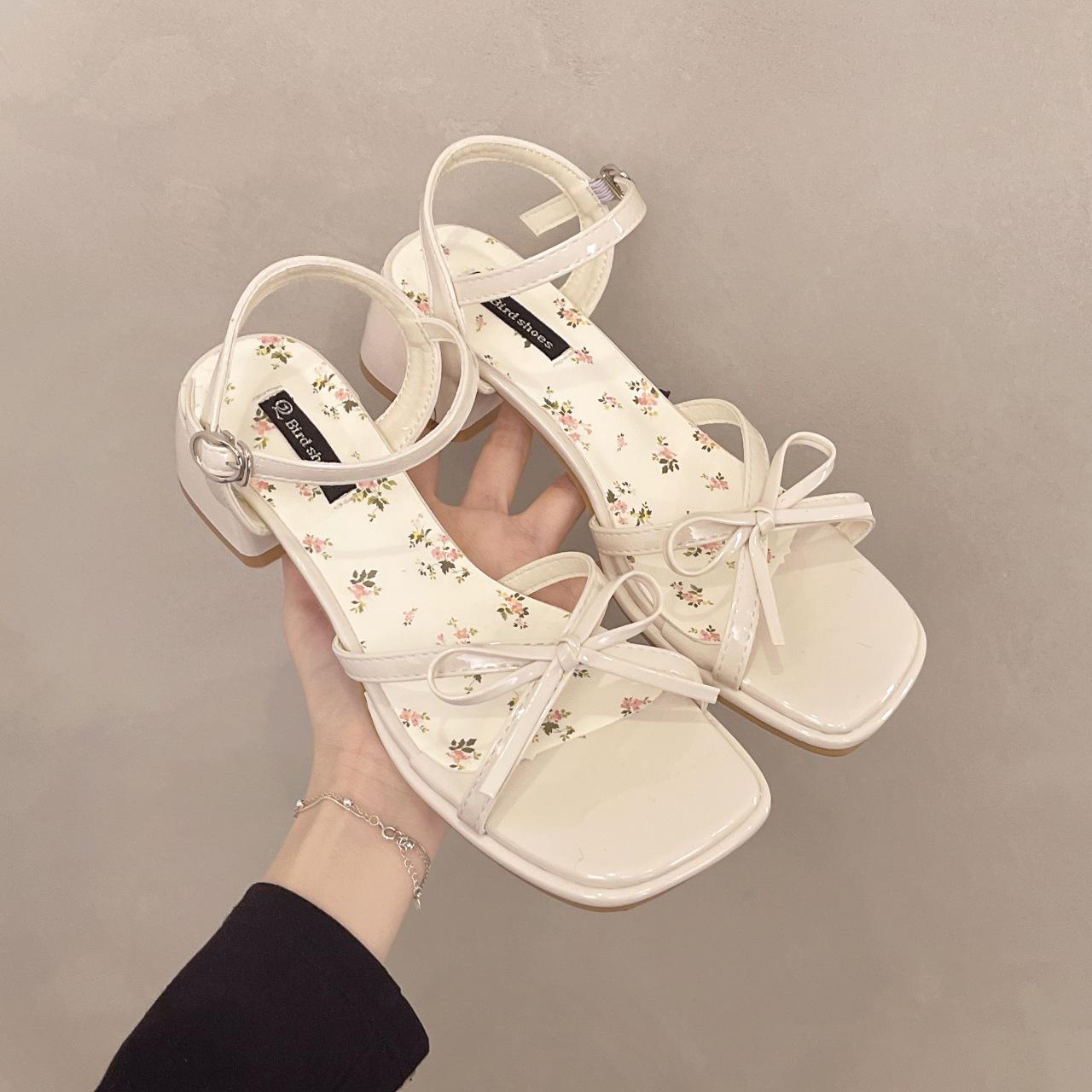 

Sandals women s 2025 new summer fairy style beautiful fashion with skirt thick heel Korean word high heels 40 бежевый