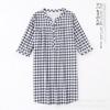Pyjamas Damen, Sommer neu mittel und lang einfach kariert japanisch frisch Pyjamas, bequeme und atmungsaktive Loungewear