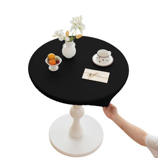 Round Fitted Tablecloth Elastic Table Cover Waterproof Wipeable Table Cloth for Indoor Outdoor Picnic Kitchen Dining 24"-47