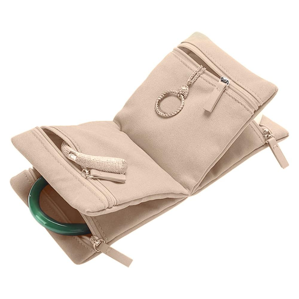 Foldable Travel Jewelry Storage Bag Multiple Compartments Clutch Bag Earrings Container  Travel