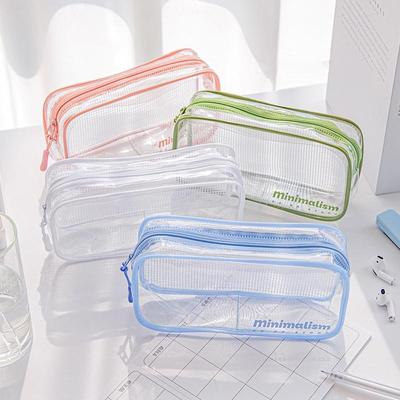 Minimalism Color Pencil Bag Pen Case Transparent Storage Pouch for Stationery School Travel