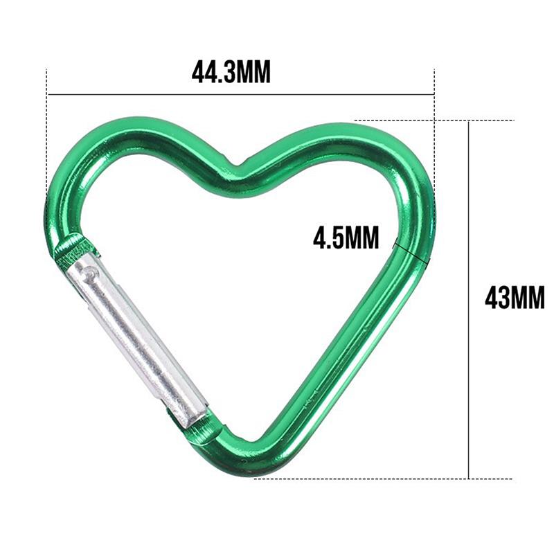 Heart-Shaped Aluminum Carabiner Key Chain Clip Outdoor Keyring Hook Water Bottle Hanging Buckle Travel Kit Accessories