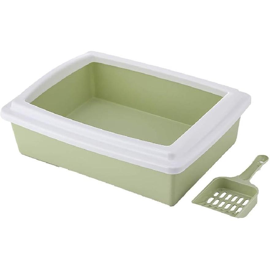 

Брызгозащищенный полузакрытый кошачий лоток, прямоугольный полузакрытый брызгозащищенный лоток для кошачьего туалета, лоток для туалета с лопаткой, зеленый зелёный