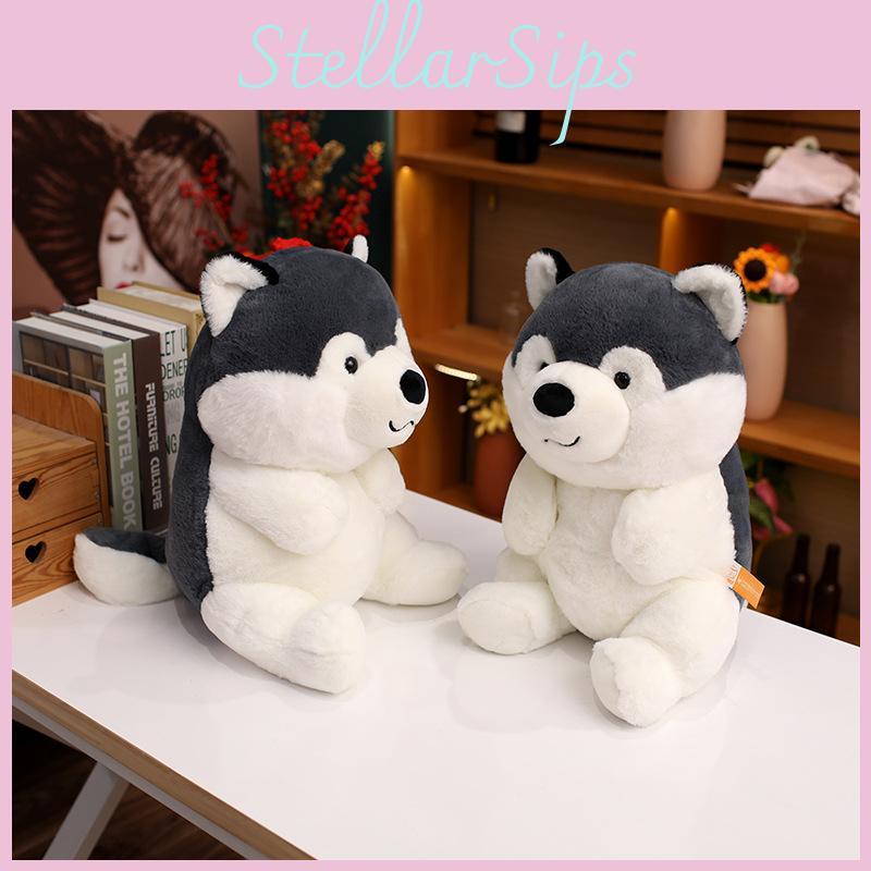 Cartoon Cute Handheld Rose Husky Plush Stuffed Toy Pillow For Decoration Room