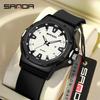 SANDA 3260 Sleek Trendy Student's Quartz Watch Silicone Strap Auto Calendar Waterproof Casual Wear Wristwatch for Adolescent
