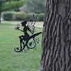 1 Stück Feen-Wandkunst aus Metall für draußen, Silhouetten-Plakette, Skulptur für Gartendekoration, Zaun, Herbstdekoration, Halloween-Dekoration