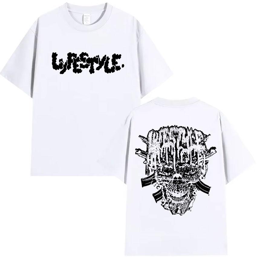 Rapper Yeat Lyfestyle Totenkopf Grafiken Album T-Shirt Herrenkleidung Lässig Baumwolle Kurzarm Sommer Übergröße Streetwear T-Shirts