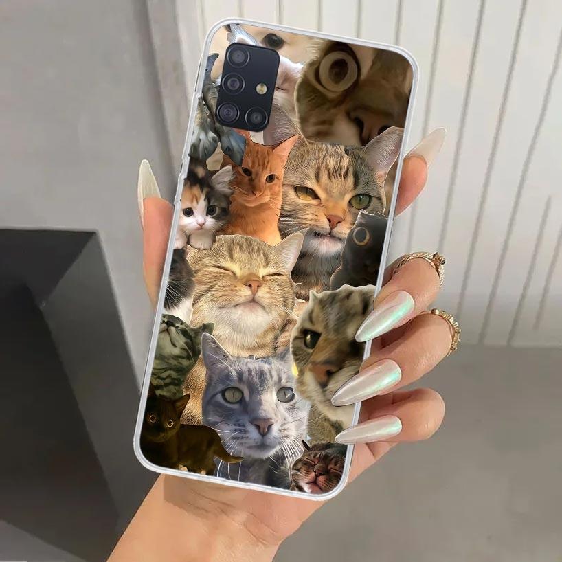 Crying Cat Memes Phone Case for Samsung Galaxy A52 A32 A22 A12 A02S A50S A30S A10S Note 20 Ultra 10 Plus S10 A31 A20 A71 A72 Gal