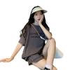 Women's Summer 2024 Korean & Hong Kong Style Fashion: Short Sleeve Top and Wide-Leg Shorts Two-Piece Set