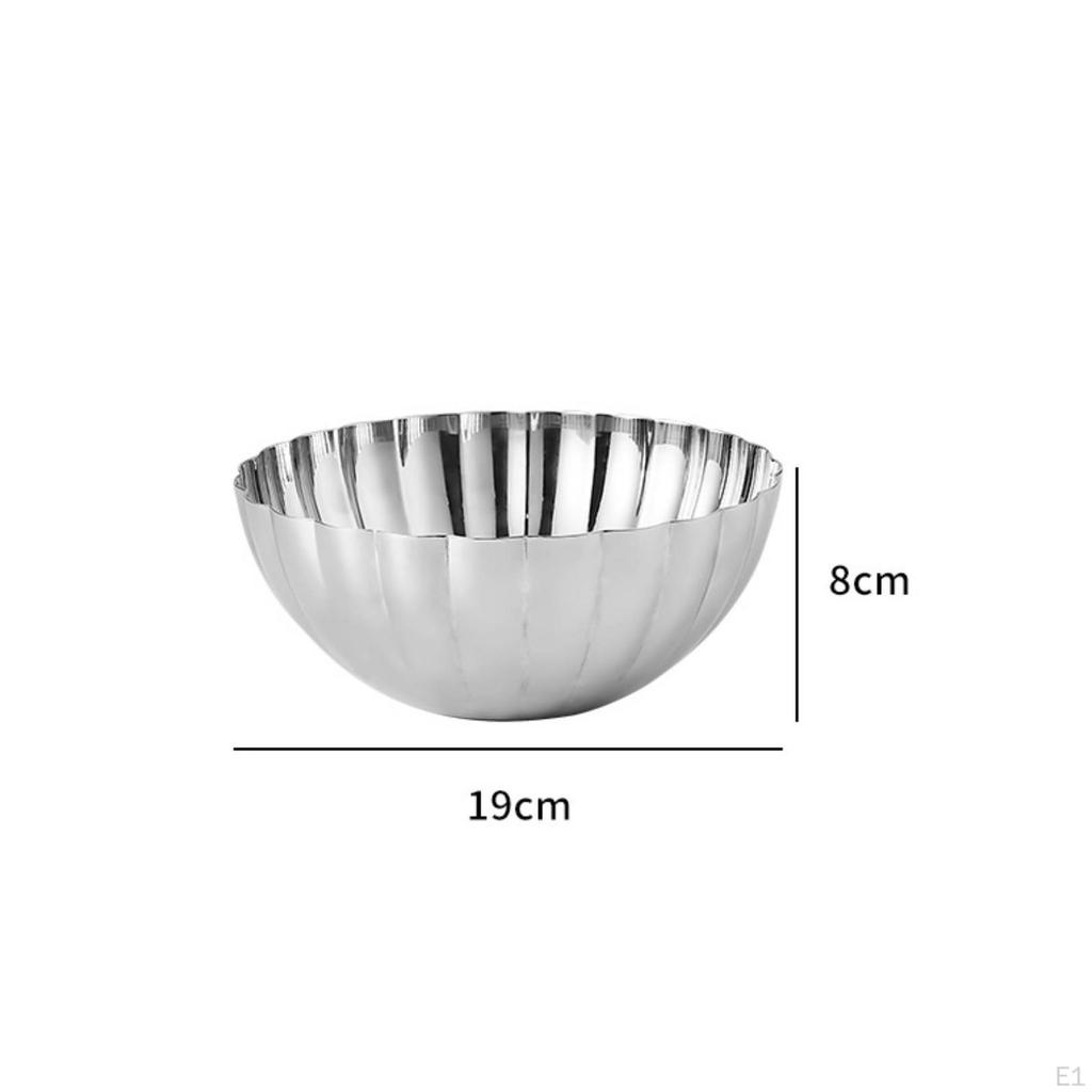 Stainless Steel Bowl Elegant with Fluted Exterior MirrorFinish Silver for Hosts, Dining Table,