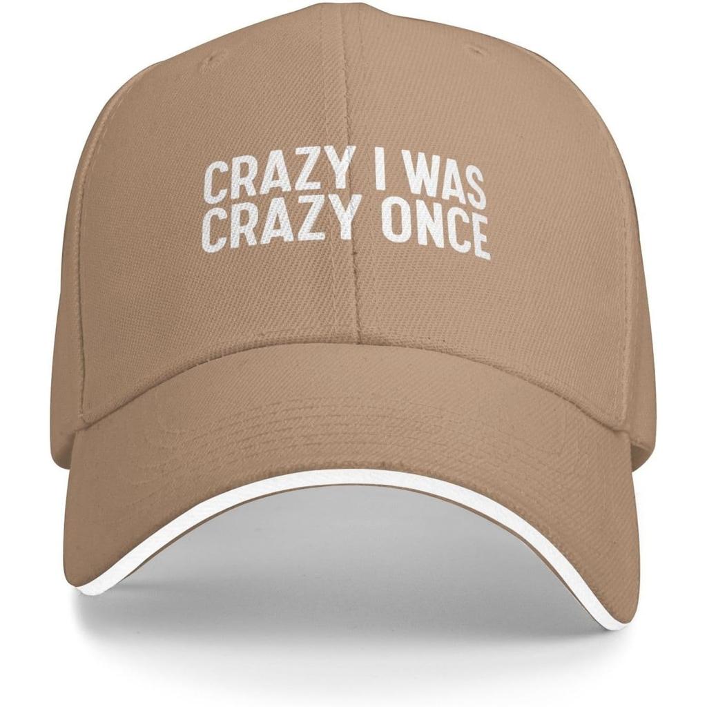 Crazy I Was Crazy Once Funny Baseball Cap Polyester Casual Adjustable Hat Unisex