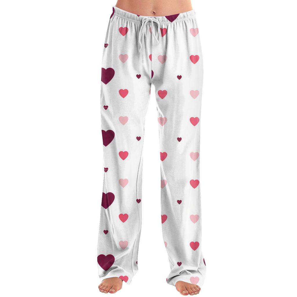Damen Pyjamahose Nachtwäsche Lässige Hose mit Kordelzug und elastischer Taille Bequeme gerade lockere Yogahose