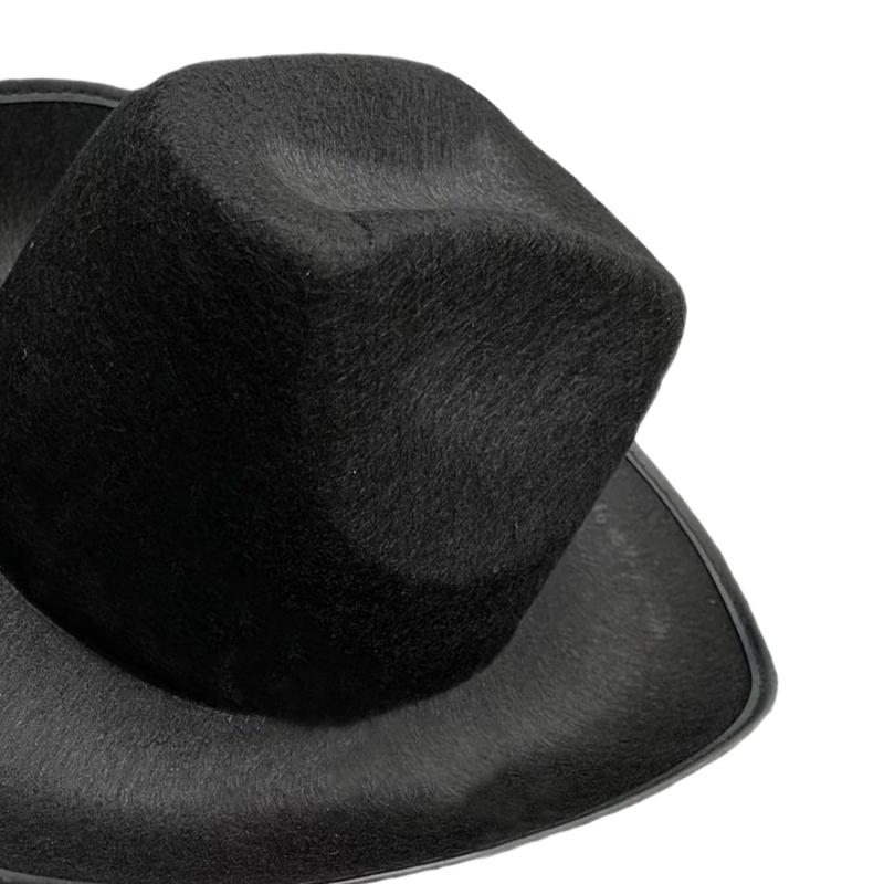 Breathable Cowboy Hats Disco Party Large Rolled Brims Hat Fedoras Felts Cowboy Sunproof Hat Supply Wide Rolled Brims