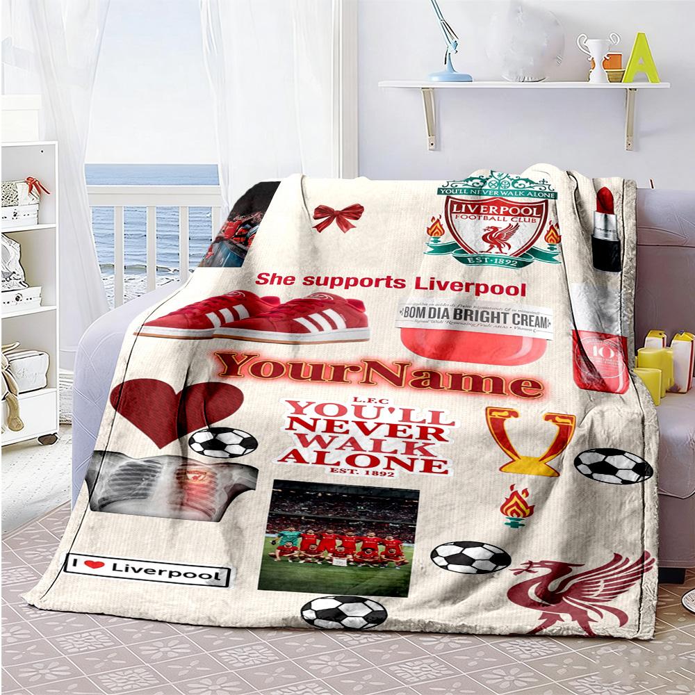 Liverpool Personalized Text Blanket Cozy Personalized Blanket Soft Warm Cozy for Seaside Nap Sofa Bed Four Seasons Multipurpose