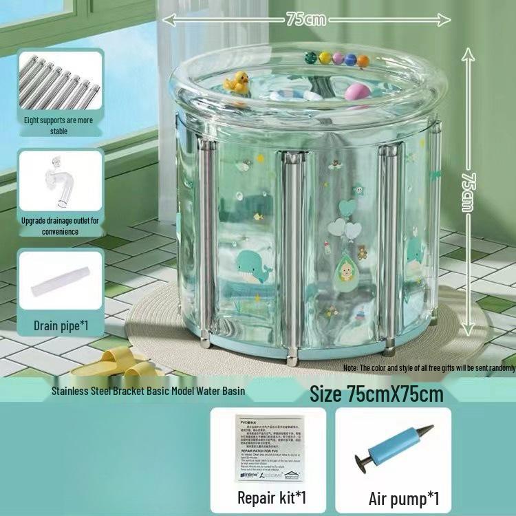 Children`s Foldable Bathtub: Thickened Transparent Bath