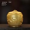 High-Grade Pure Brass Koi Tea Storage Can with Lid - Moisture-Proof Sealed Container, Ashtray, and Decorative Craft Ornament