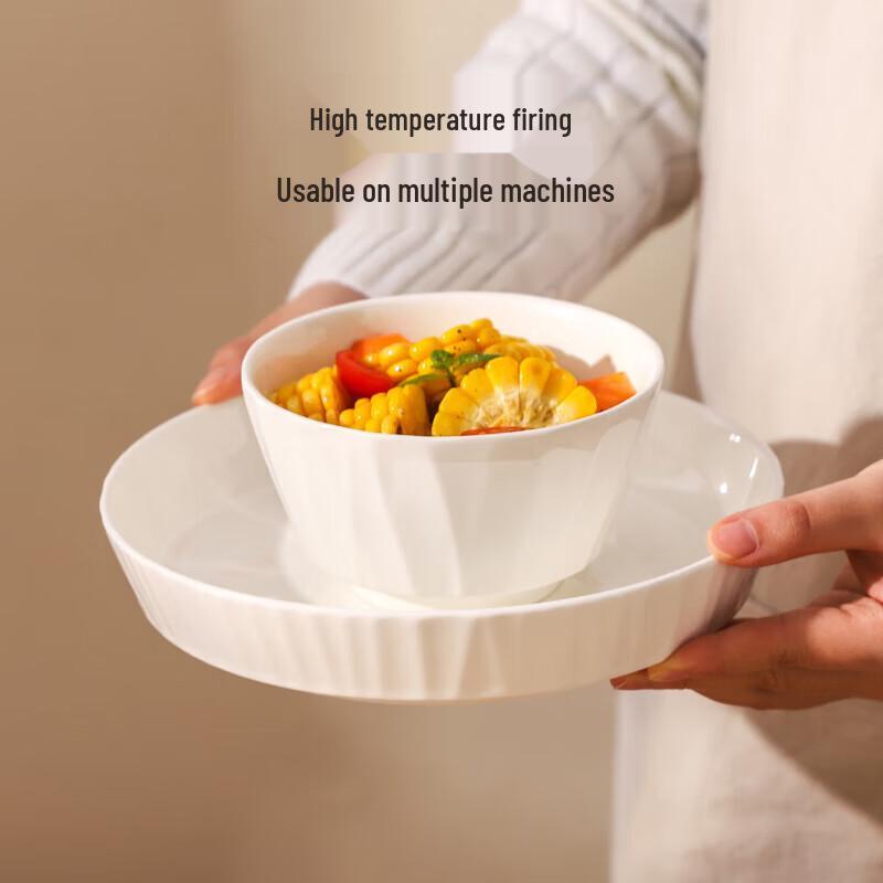 Simple White Ceramic Rice Bowls