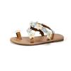 Foreign Trade Set of Toe Sandals 2025 Summer New Flat-bottomed Flower Flat-bottomed Beach Large-size Open-toed Women's Sandals