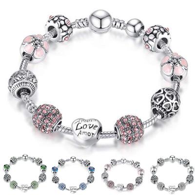 Love Flower Rhinestone Beads Γούρι μανσέτα βραχιόλι βραχιόλι Γυναικεία κοσμήματα γάμου