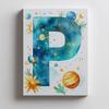 Poster Letter P In Space Poster Letter P In Space, 70X100 Cm, Dark Brown Wooden Frame, 230 Gsm Matte Paper
