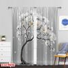 Set Of 2 Flat Printing Curtain White Flower Tree Protecting Privacy Birthday Party Use Room Parties Decor Polyester